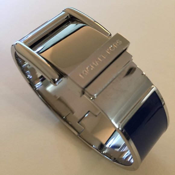 Michael Kors Blue Silver Buckle Bangle Bracelet - Picture 1 of 4